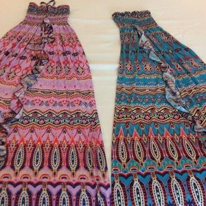 Two Boho Strapless Maxi Dresses